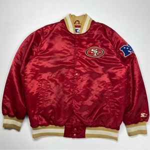 Vintage San Francisco 49ers Red/Gold NFL Starter Embroidered Satin Jacket Sz XL